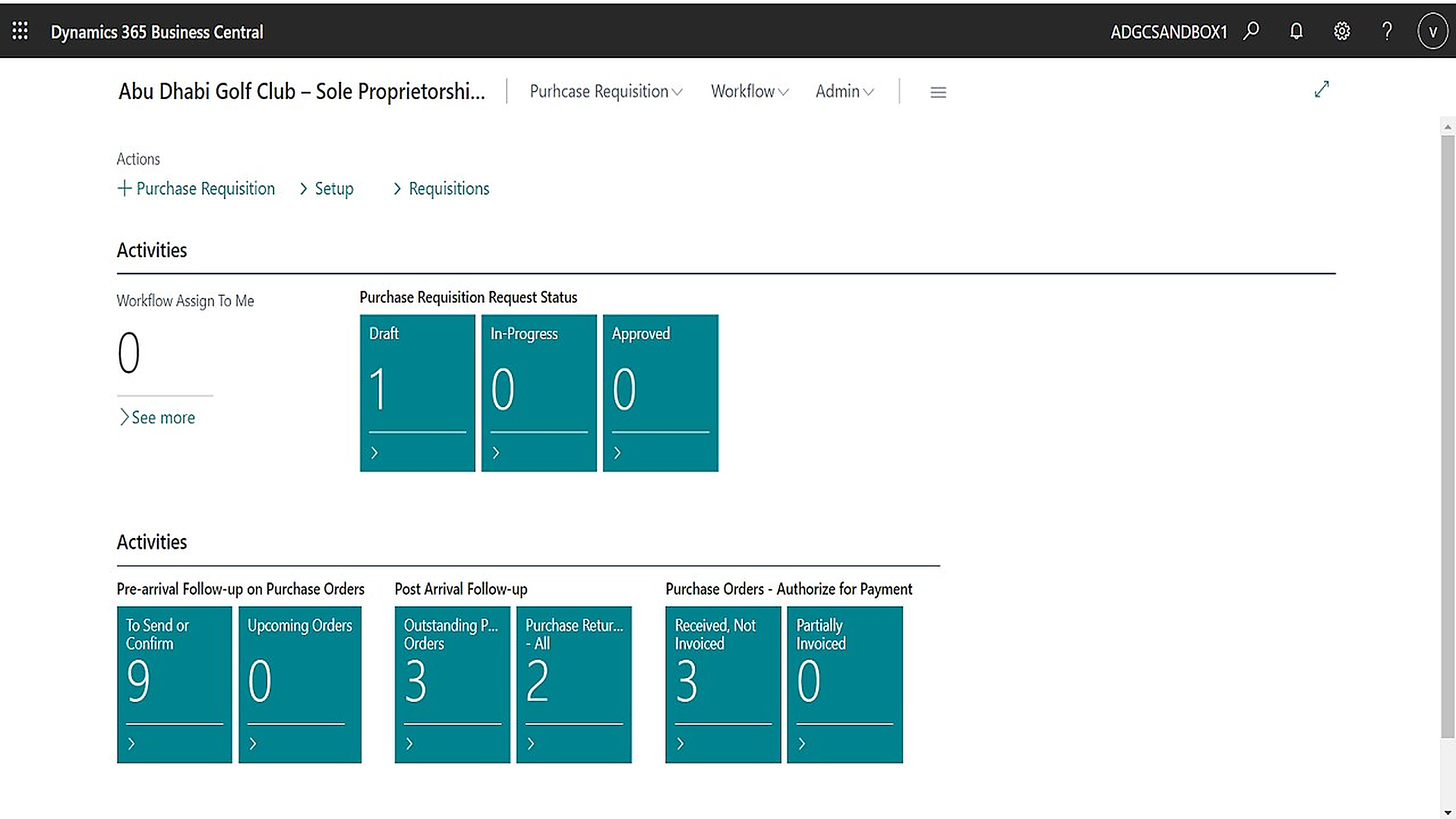 Procurement role centre: requisitions, approvals and purchase orders